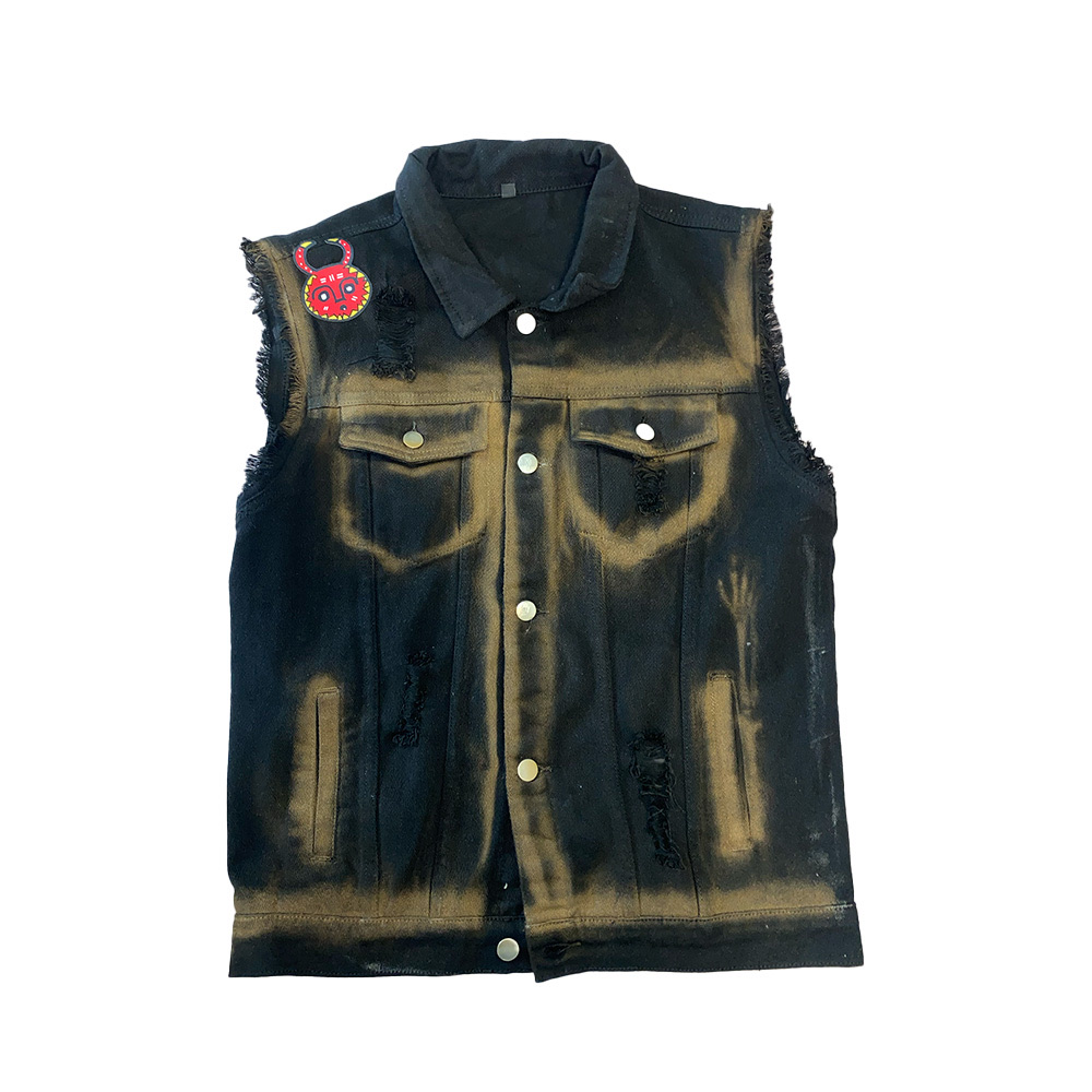 SPRAY-PAINTED DENIM VEST - denim vest, ICS clothing by ONLY IBEE, photograph 1 of 2