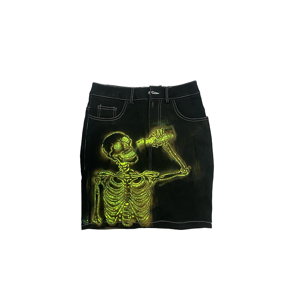 MIMI BLACK DENIM SKIRT — SKELETON - black skirt, ICS clothing by ONLY IBEE, photograph 1 of 1