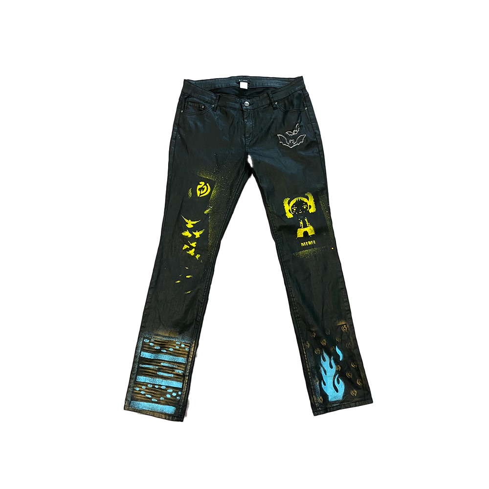NEON COATED BLACK JEAN — MIMI - black jeans, ICS clothing by ONLY IBEE, photograph 1 of 1